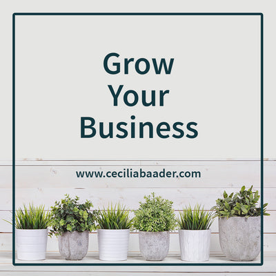 Photo with a row of succulents and caption, Grow Your Business